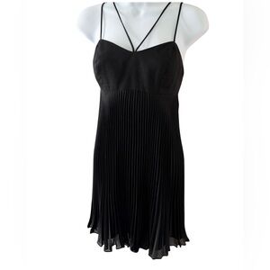 Vintage 90s Black Pleated Spaghetti-Strap Dress Sz 3